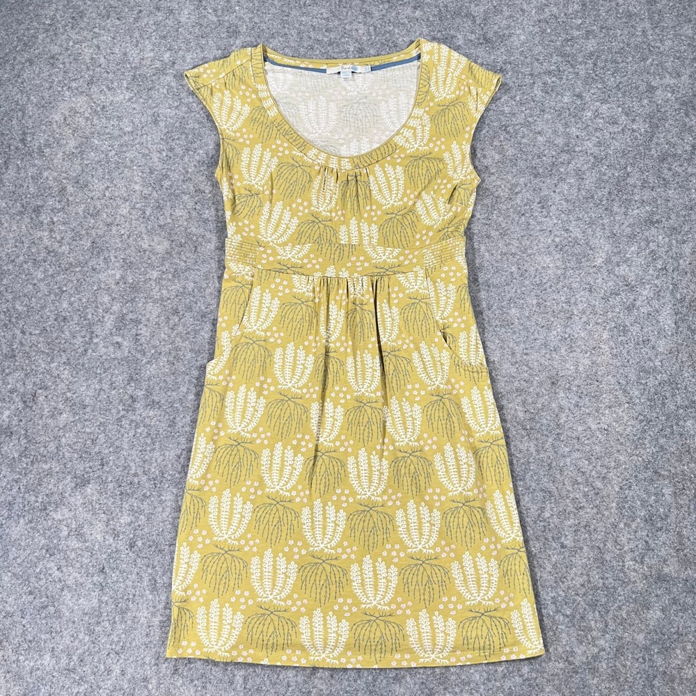 Boden Dress Womens 2 Yellow Chartreuse Botanical Jersey Cottagecore Retro